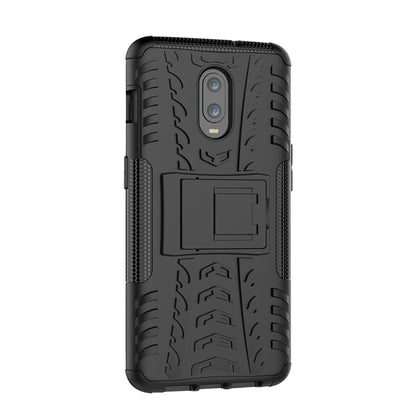 2-in-1 Tyre Pattern PC + TPU Hybrid Mobile Phone Case with Kickstand for OnePlus 6T