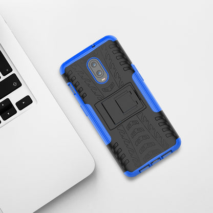 2-in-1 Tyre Pattern PC + TPU Hybrid Mobile Phone Case with Kickstand for OnePlus 6T