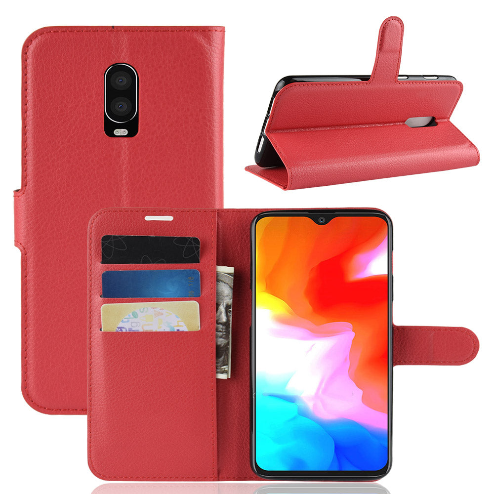 Litchi Skin PU Leather Protection Mobile Phone Case for OnePlus 6T