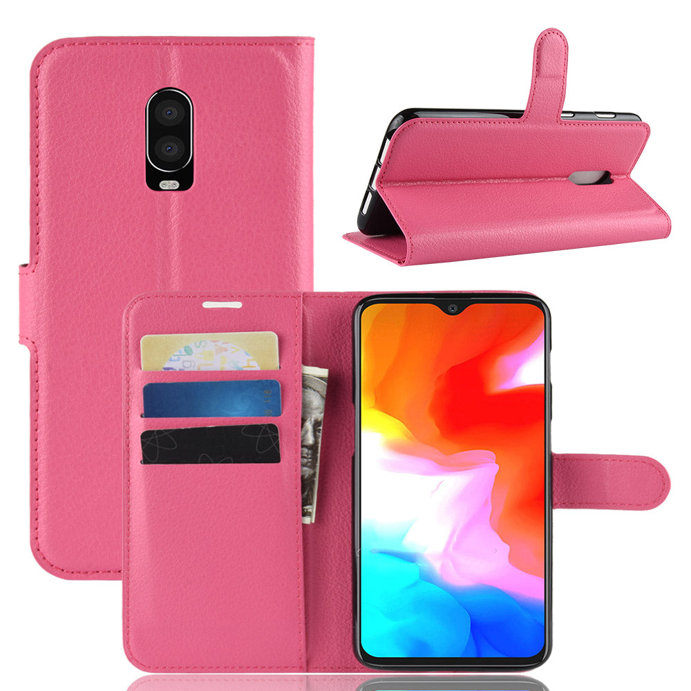 Litchi Skin PU Leather Protection Mobile Phone Case for OnePlus 6T