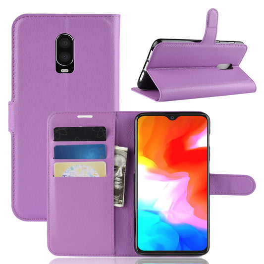 Litchi Skin PU Leather Protection Mobile Phone Case for OnePlus 6T