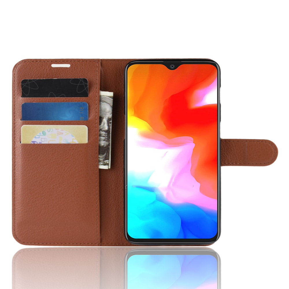 Litchi Skin PU Leather Protection Mobile Phone Case for OnePlus 6T