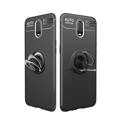 Finger Ring Kickstand TPU Mobile Casing for OnePlus 6T (Built-in Magnetic Metal Sheet)