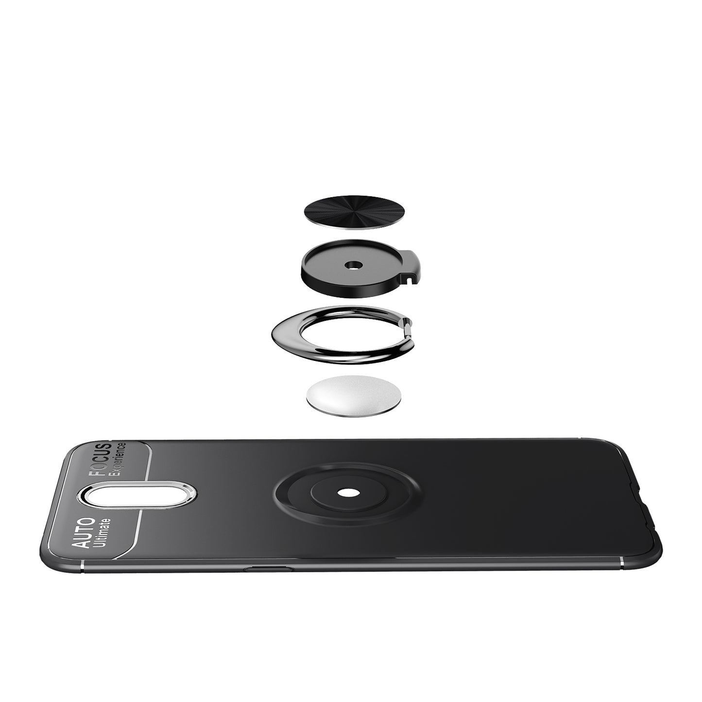 Finger Ring Kickstand TPU Mobile Casing for OnePlus 6T (Built-in Magnetic Metal Sheet)