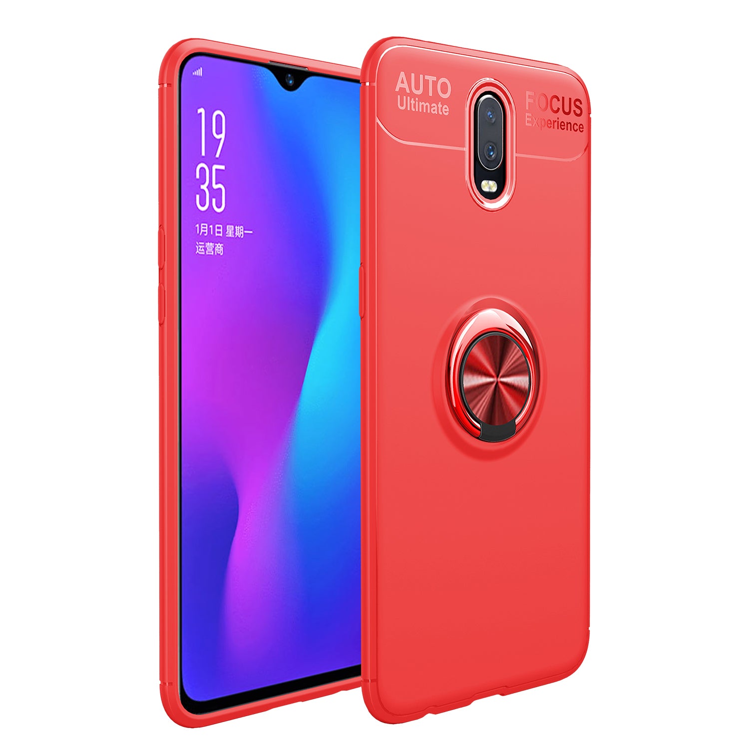 Finger Ring Kickstand TPU Mobile Casing for OnePlus 6T (Built-in Magnetic Metal Sheet)