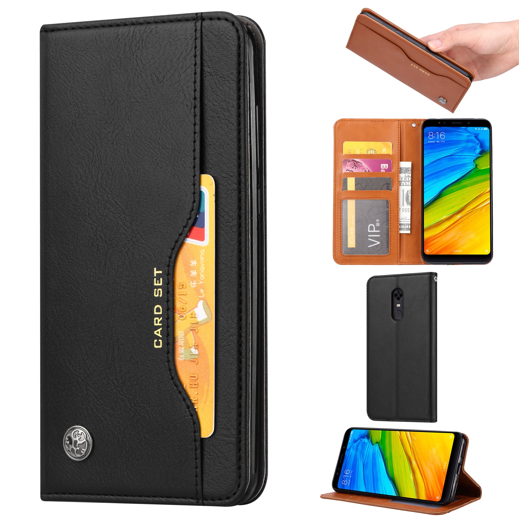 Auto-absorbed Leather Wallet Mobile Shell Casing for OnePlus 6T