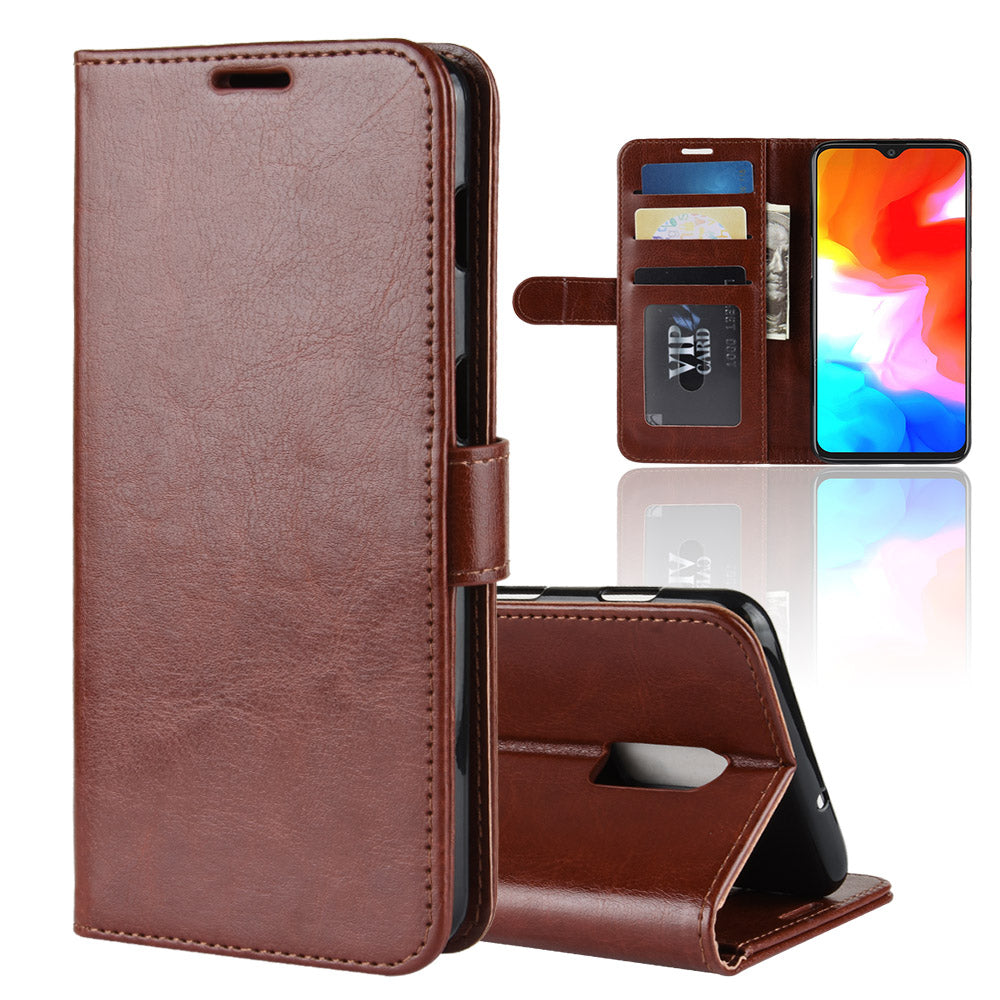 Crazy Horse Magnetic Stand Wallet Leather Mobile Phone Case for OnePlus 6T