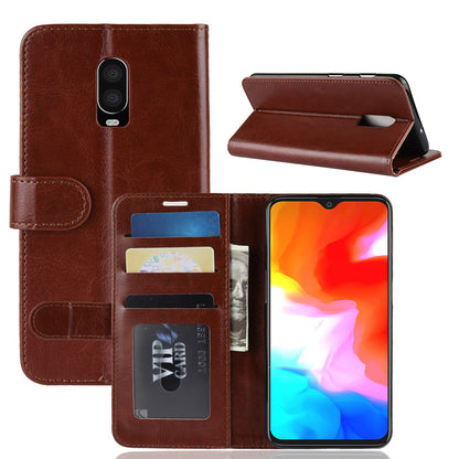 Crazy Horse Magnetic Stand Wallet Leather Mobile Phone Case for OnePlus 6T