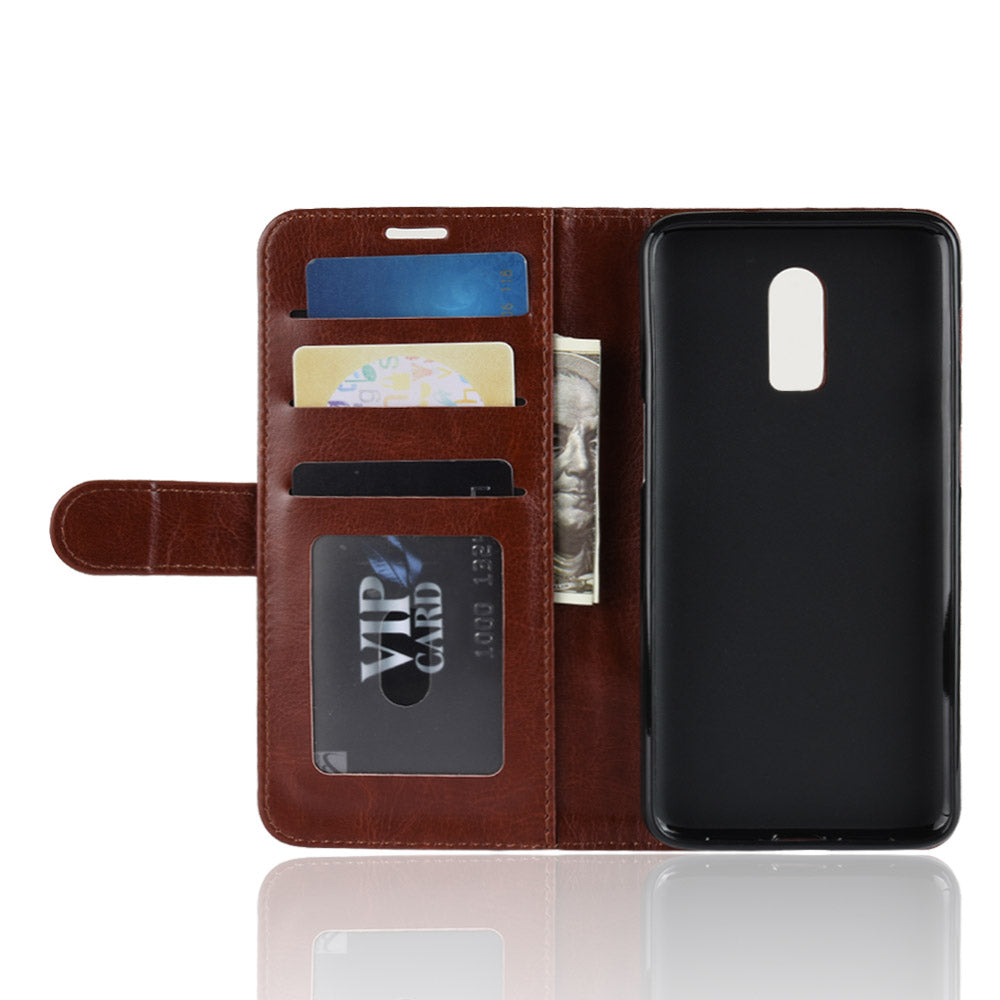 Crazy Horse Magnetic Stand Wallet Leather Mobile Phone Case for OnePlus 6T