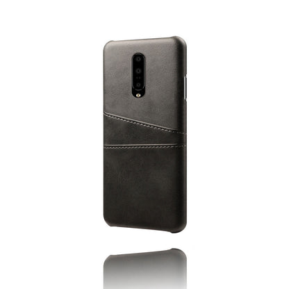 Double Card Slots PU Leather Coated PC Cell Phone Case for OnePlus 7 Pro