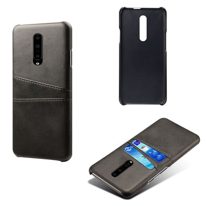 Double Card Slots PU Leather Coated PC Cell Phone Case for OnePlus 7 Pro