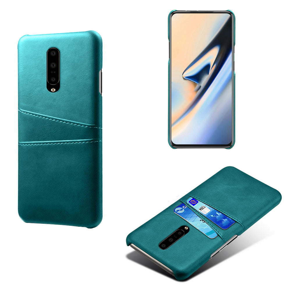 Double Card Slots PU Leather Coated PC Cell Phone Case for OnePlus 7 Pro