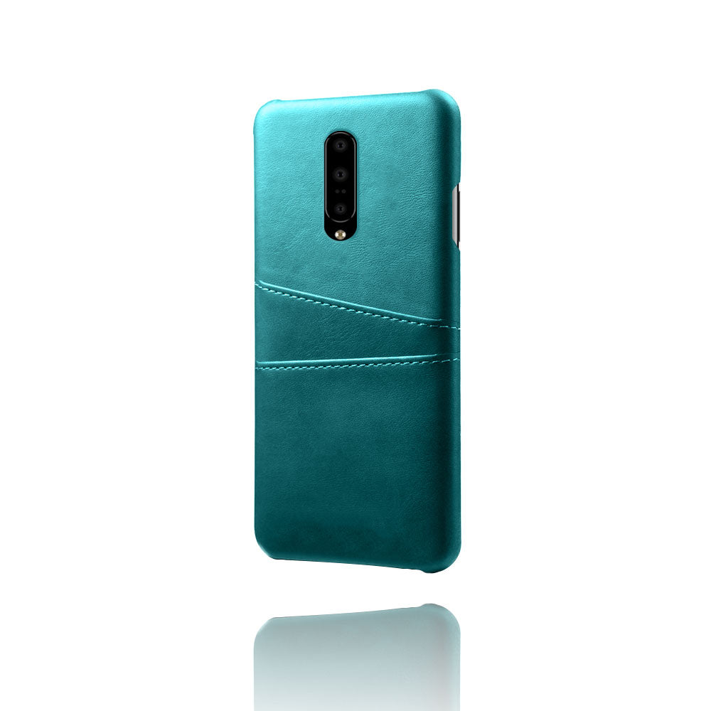 Double Card Slots PU Leather Coated PC Cell Phone Case for OnePlus 7 Pro