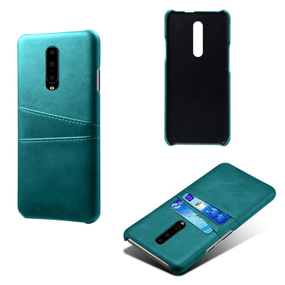 Double Card Slots PU Leather Coated PC Cell Phone Case for OnePlus 7 Pro