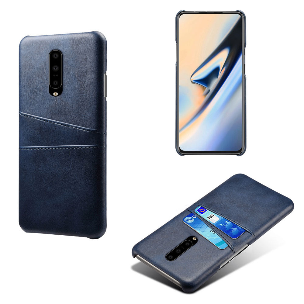 Double Card Slots PU Leather Coated PC Cell Phone Case for OnePlus 7 Pro