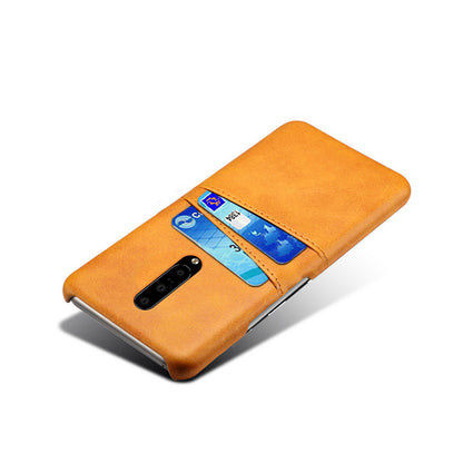 Double Card Slots PU Leather Coated PC Cell Phone Case for OnePlus 7 Pro