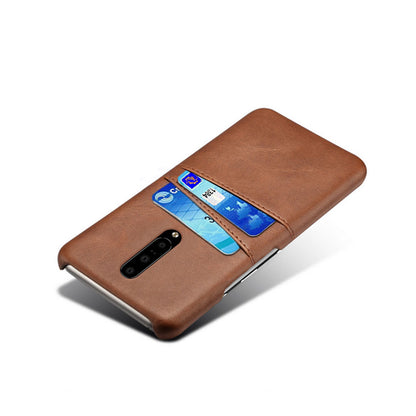 Double Card Slots PU Leather Coated PC Cell Phone Case for OnePlus 7 Pro