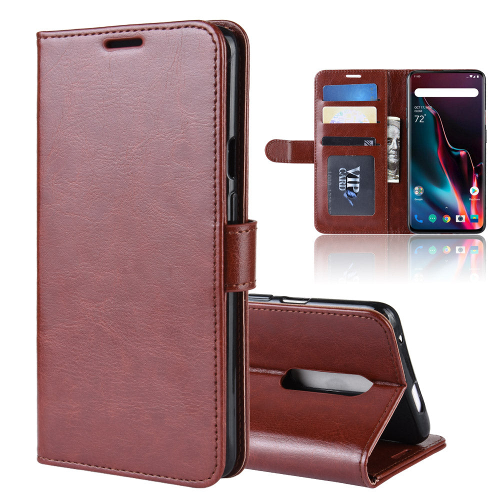 For OnePlus 7 Pro Crazy Horse Wallet Stand Leather Cell Phone Cover