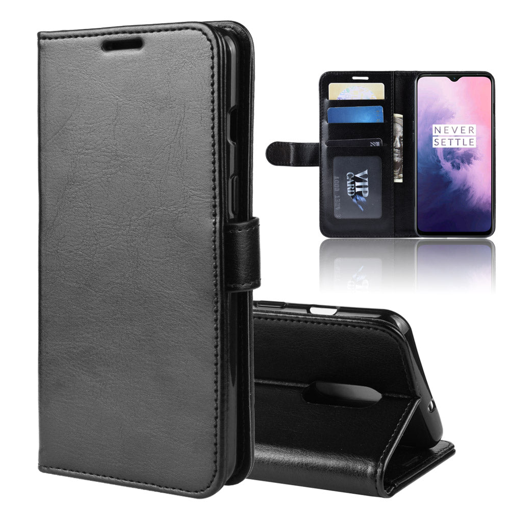 Crazy Horse PU Leather Stand Wallet Flip Casing for OnePlus 7