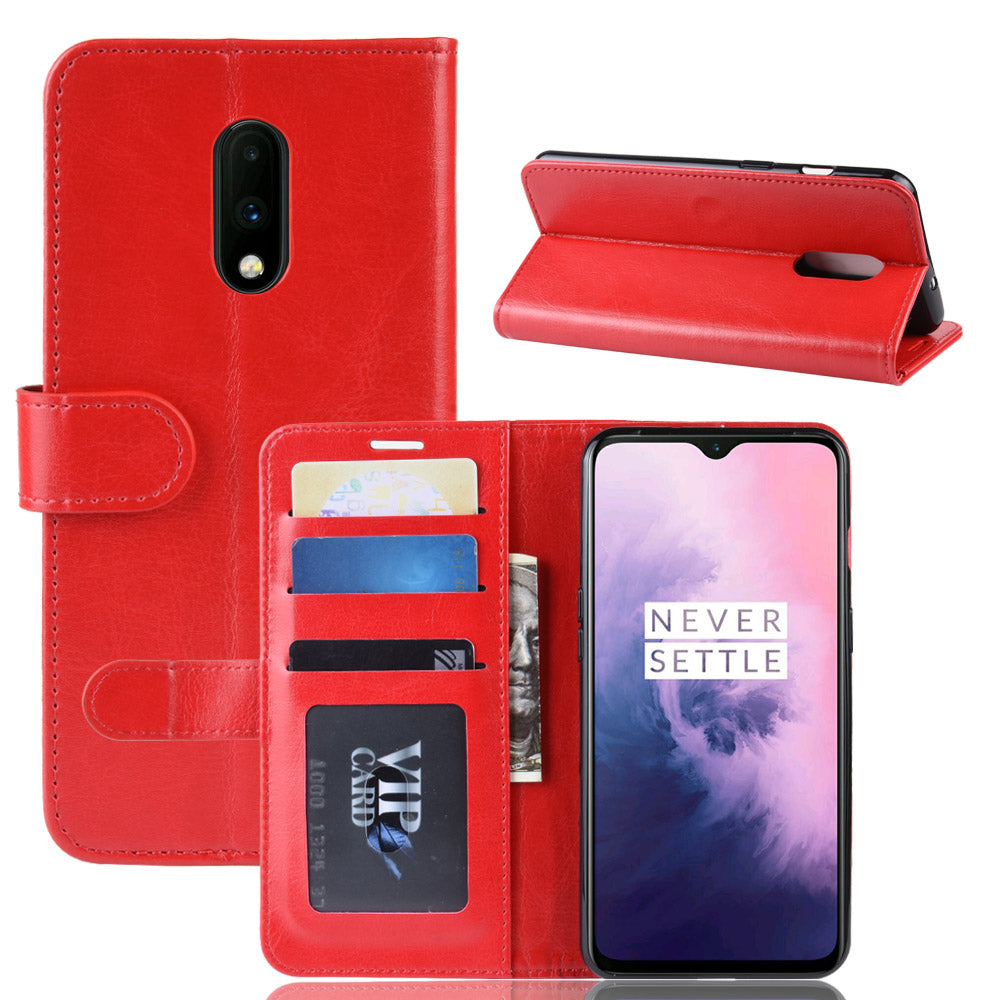 Crazy Horse PU Leather Stand Wallet Flip Casing for OnePlus 7