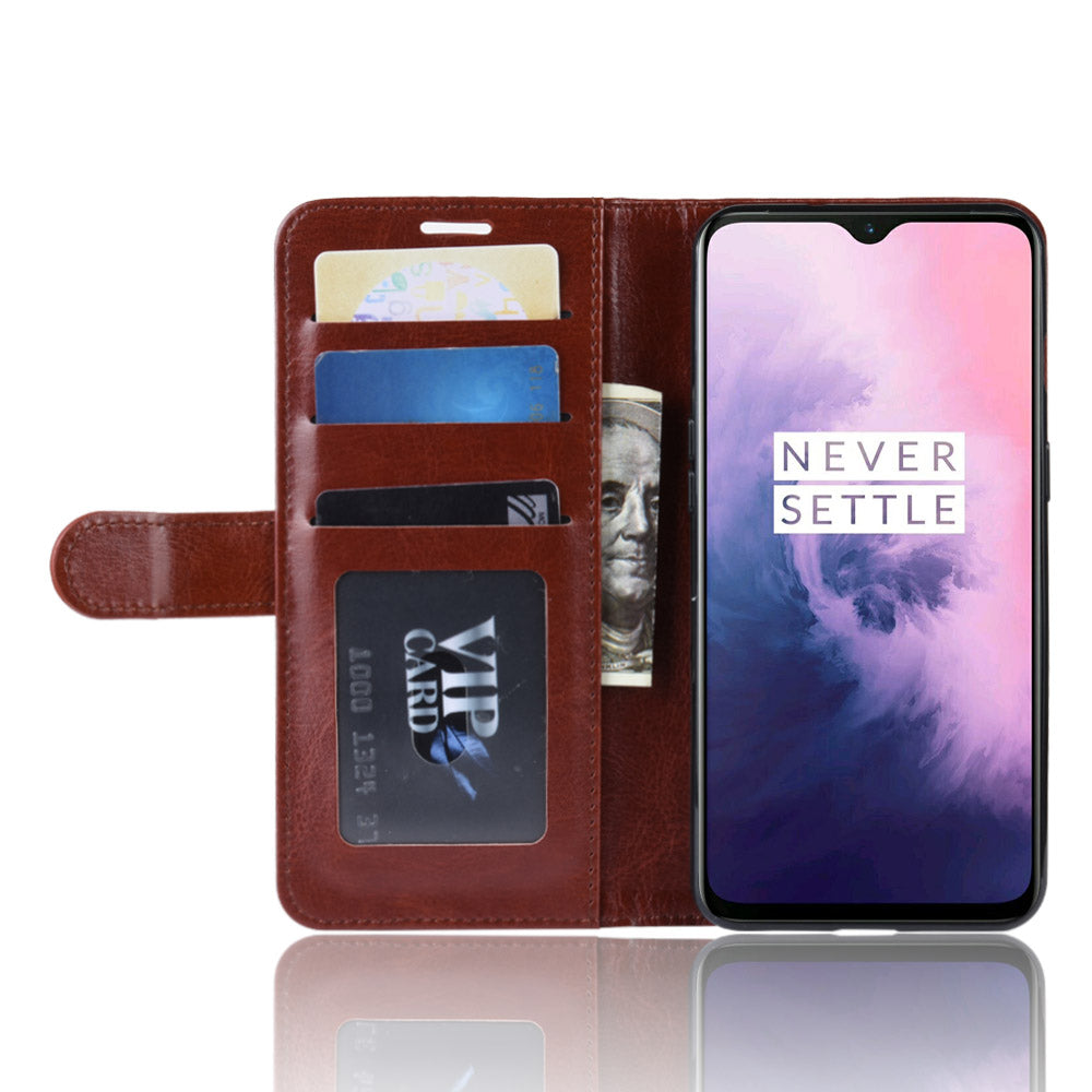 Crazy Horse PU Leather Stand Wallet Flip Casing for OnePlus 7