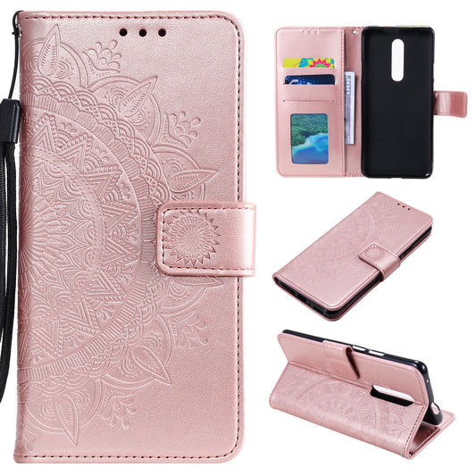 Imprint Flower Leather Wallet Case for OnePlus 7 Pro