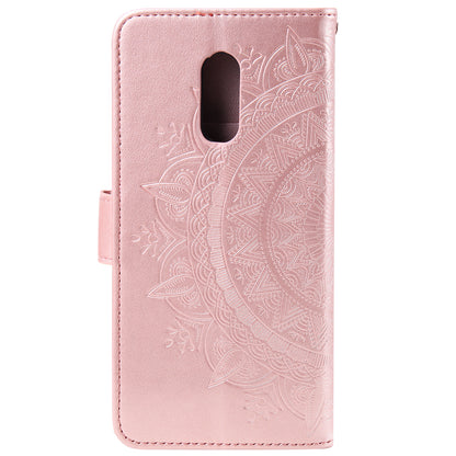 Imprint Flower Leather Wallet Case for OnePlus 7