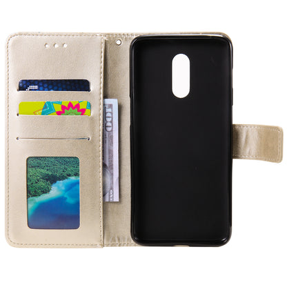 Imprint Flower Leather Wallet Case for OnePlus 7