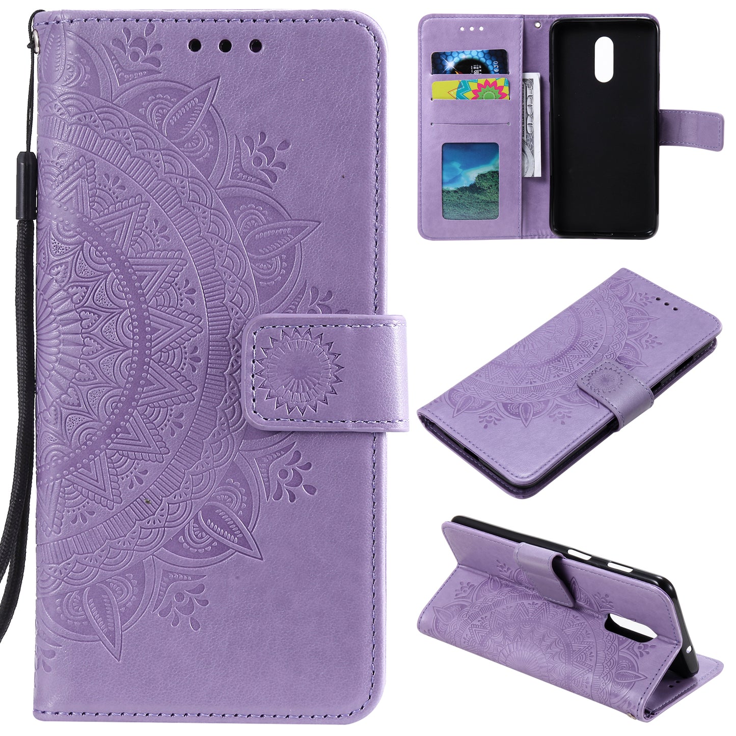 Imprint Flower Leather Wallet Case for OnePlus 7