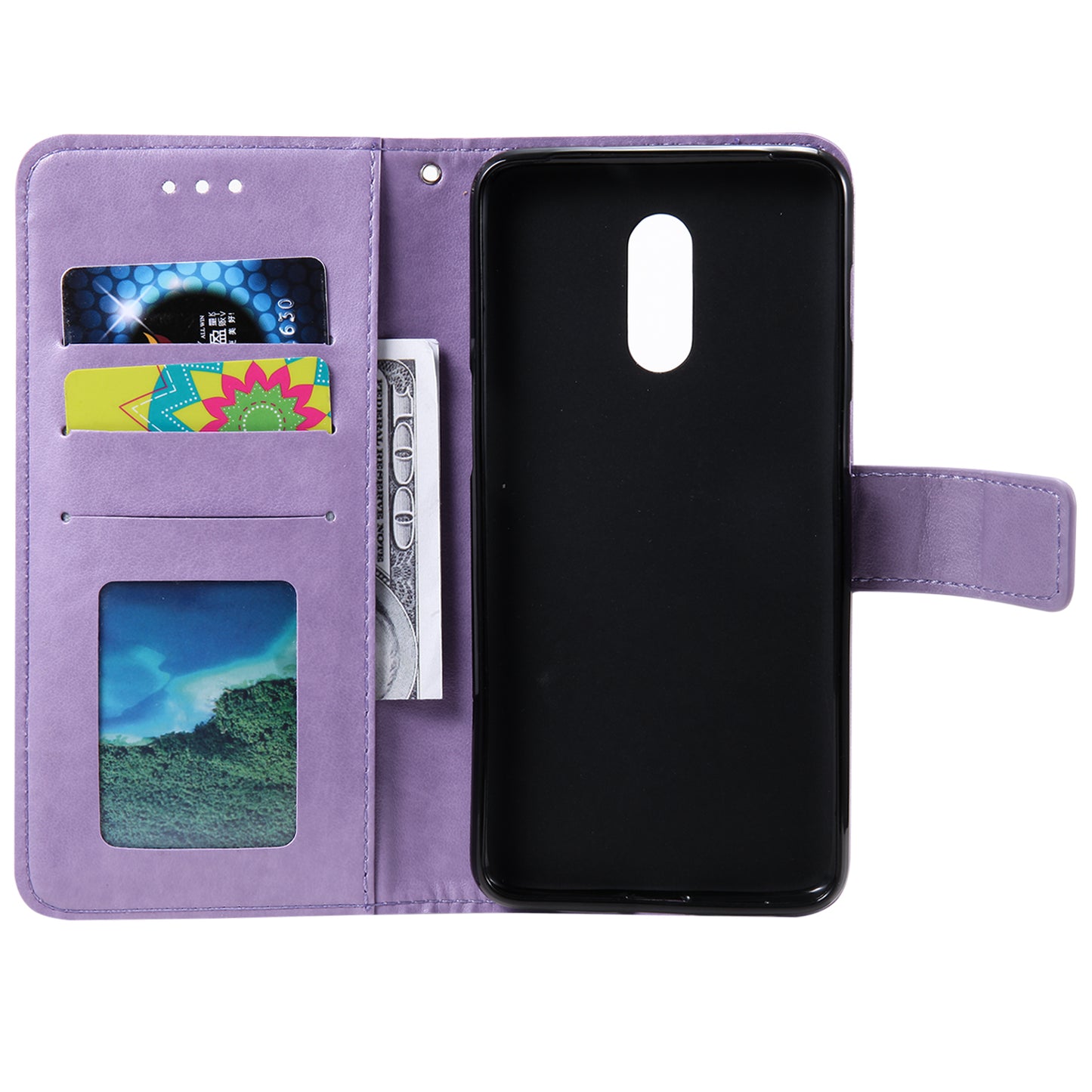 Imprint Flower Leather Wallet Case for OnePlus 7