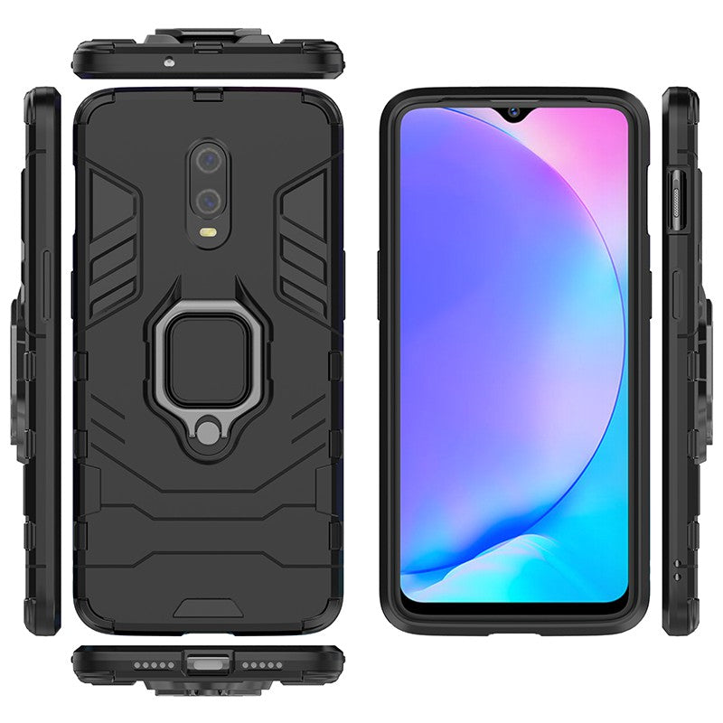 Cool Armor Guard Style Ring Holder Kickstand PC TPU Hybrid Phone Case for OnePlus 7