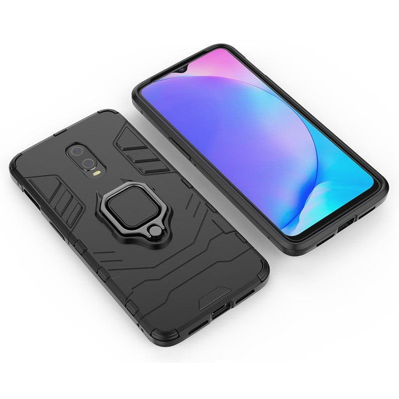 Cool Armor Guard Style Ring Holder Kickstand PC TPU Hybrid Phone Case for OnePlus 7