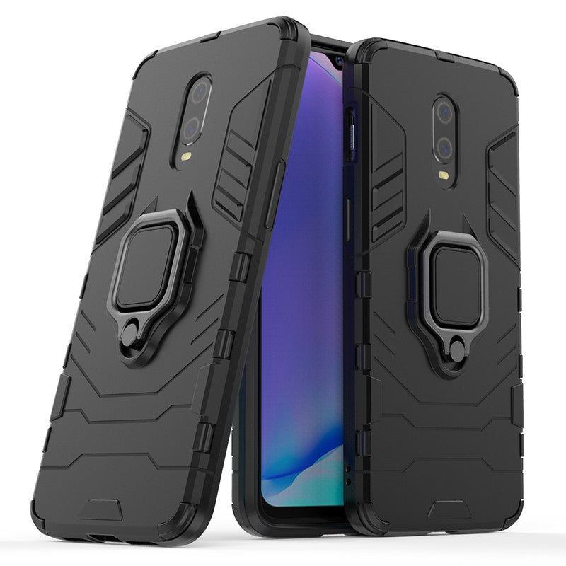 Cool Armor Guard Style Ring Holder Kickstand PC TPU Hybrid Phone Case for OnePlus 7