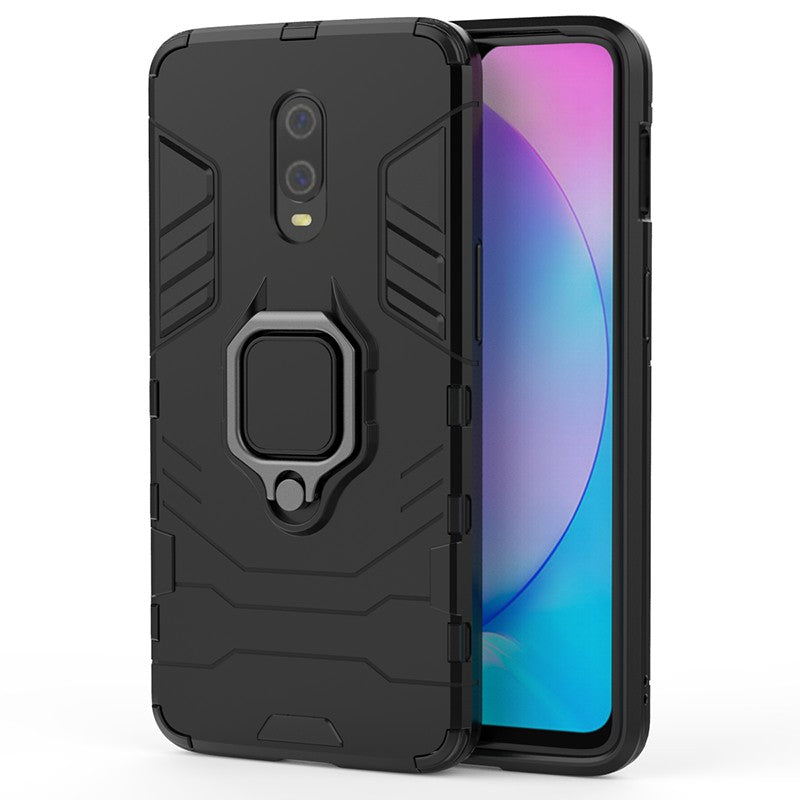 Cool Armor Guard Style Ring Holder Kickstand PC TPU Hybrid Phone Case for OnePlus 7