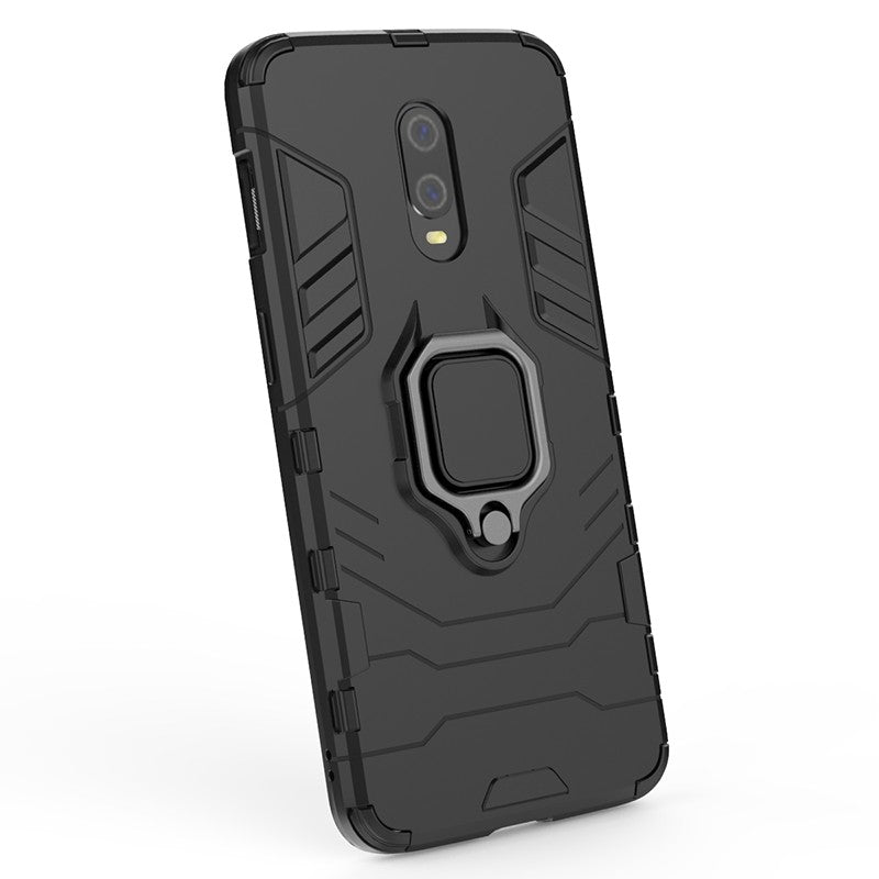 Cool Armor Guard Style Ring Holder Kickstand PC TPU Hybrid Phone Case for OnePlus 7