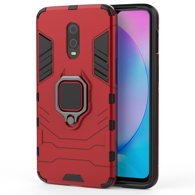 Cool Armor Guard Style Ring Holder Kickstand PC TPU Hybrid Phone Case for OnePlus 7