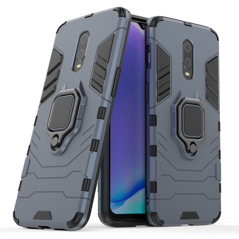 Cool Armor Guard Style Ring Holder Kickstand PC TPU Hybrid Phone Case for OnePlus 7