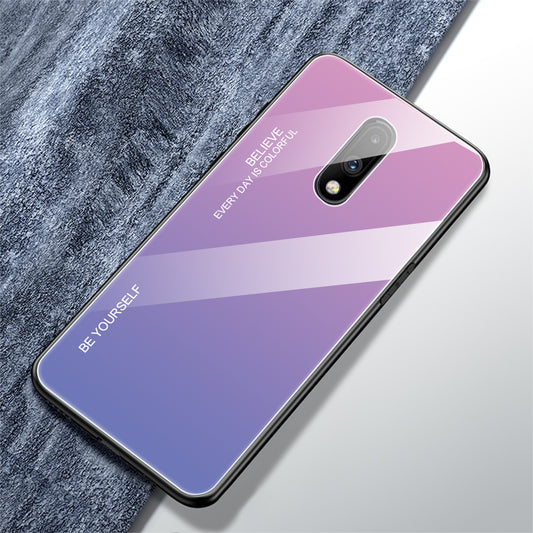 Gradient Color Glass + TPU Hybrid Case for OnePlus 7