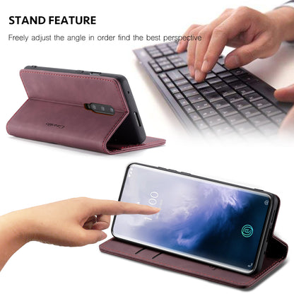 CASEME 013 Series for OnePlus 7 Pro Auto-absorbed Wallet Stand PU Leather Phone Cover