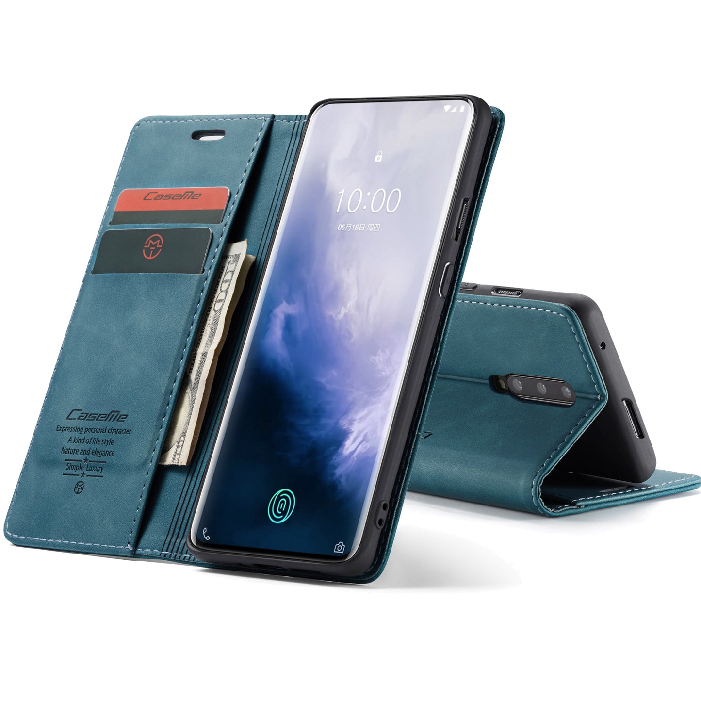 CASEME 013 Series for OnePlus 7 Pro Auto-absorbed Wallet Stand PU Leather Phone Cover