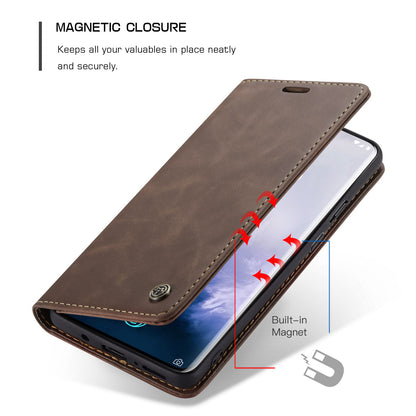 CASEME 013 Series for OnePlus 7 Pro Auto-absorbed Wallet Stand PU Leather Phone Cover