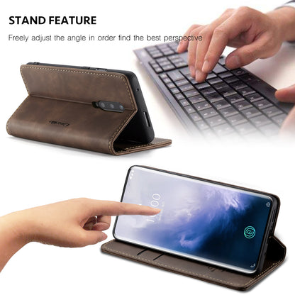 CASEME 013 Series for OnePlus 7 Pro Auto-absorbed Wallet Stand PU Leather Phone Cover