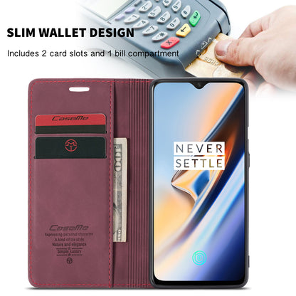 CASEME 013 Series Auto-absorbed Leather Flip Wallet Case for OnePlus 7