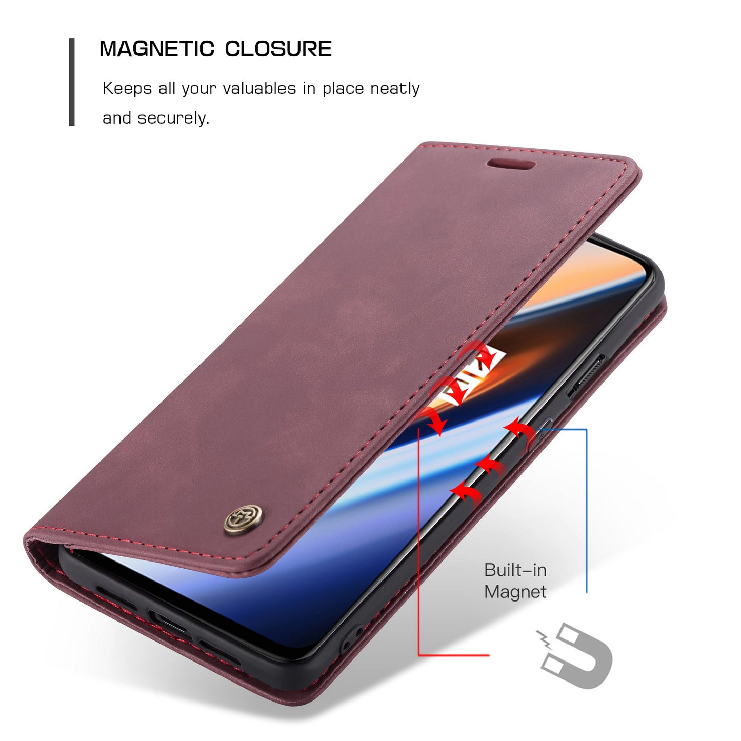 CASEME 013 Series Auto-absorbed Leather Flip Wallet Case for OnePlus 7