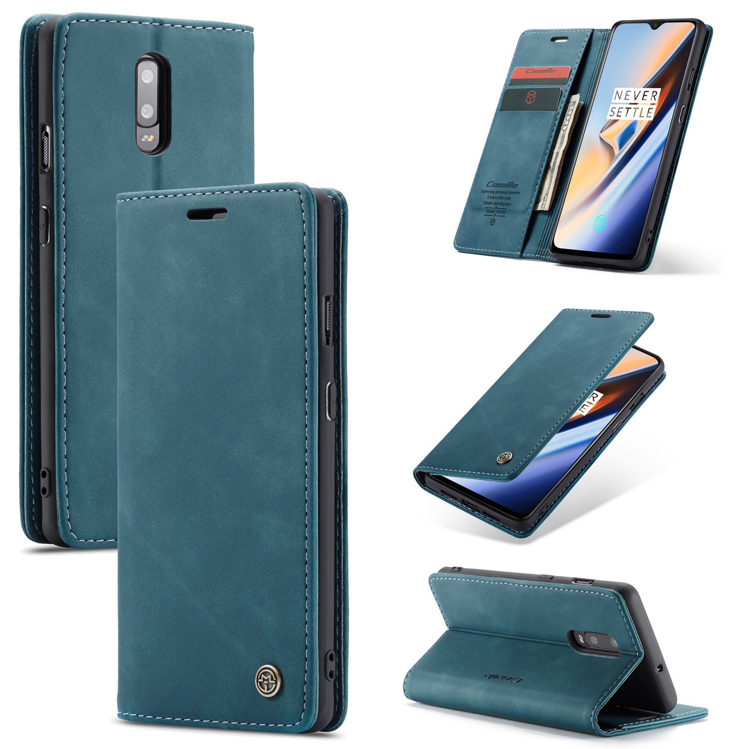 CASEME 013 Series Auto-absorbed Leather Flip Wallet Case for OnePlus 7