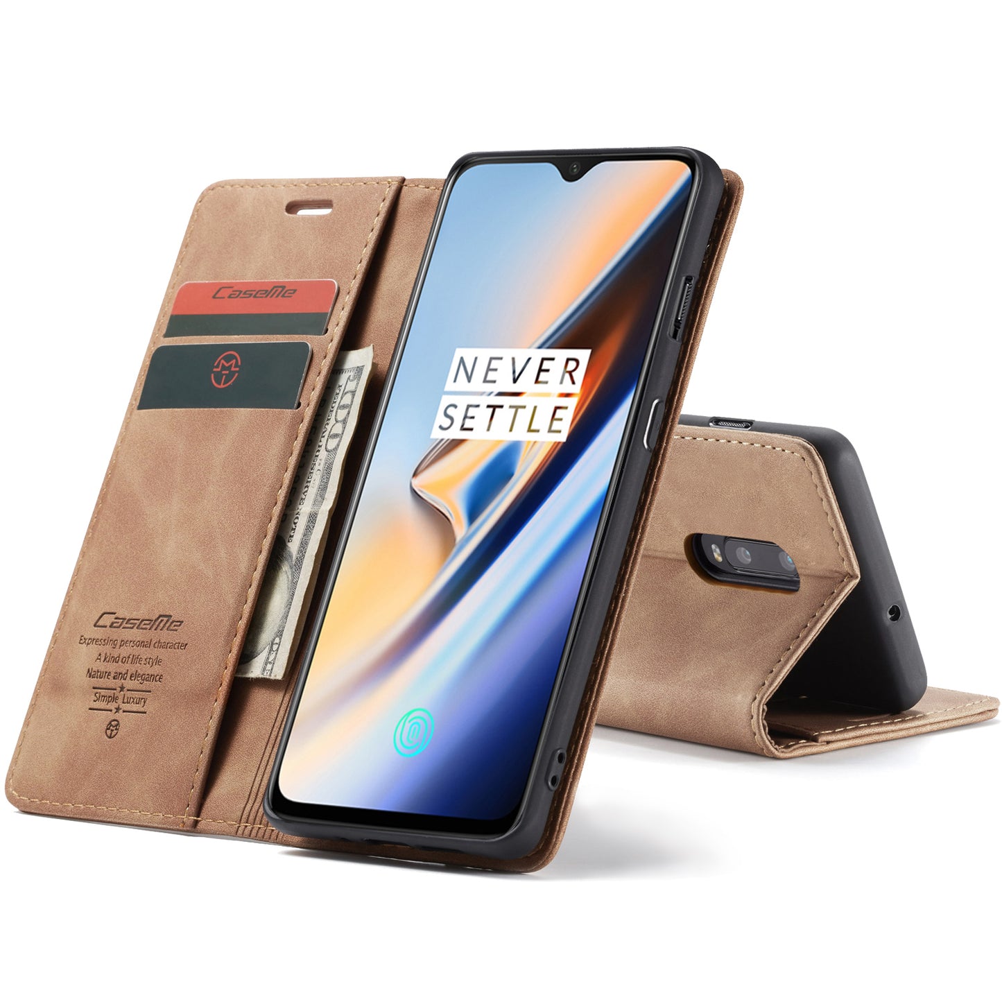 CASEME 013 Series Auto-absorbed Leather Flip Wallet Case for OnePlus 7