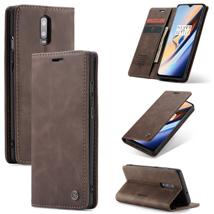 CASEME 013 Series Auto-absorbed Leather Flip Wallet Case for OnePlus 7