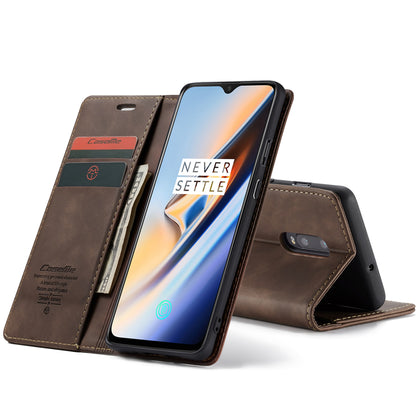 CASEME 013 Series Auto-absorbed Leather Flip Wallet Case for OnePlus 7