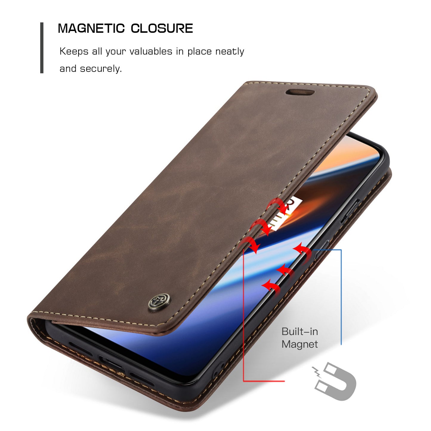 CASEME 013 Series Auto-absorbed Leather Flip Wallet Case for OnePlus 7