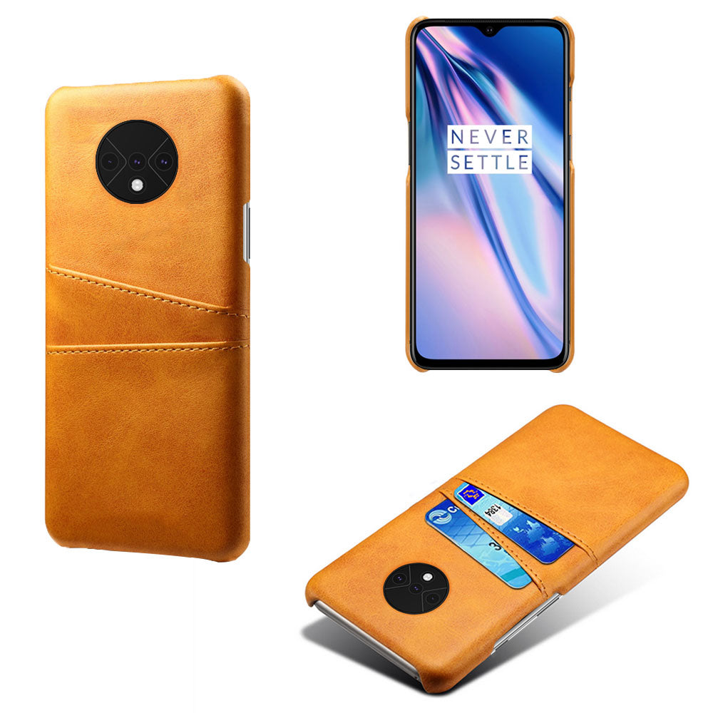 KSQ Double Card Slots PU Leather Coated Hard PC Case for OnePlus 7T